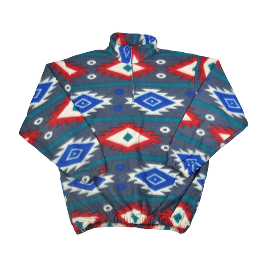 Vintage Fleece 1/4 Zip Aztec Pattern Multi Large