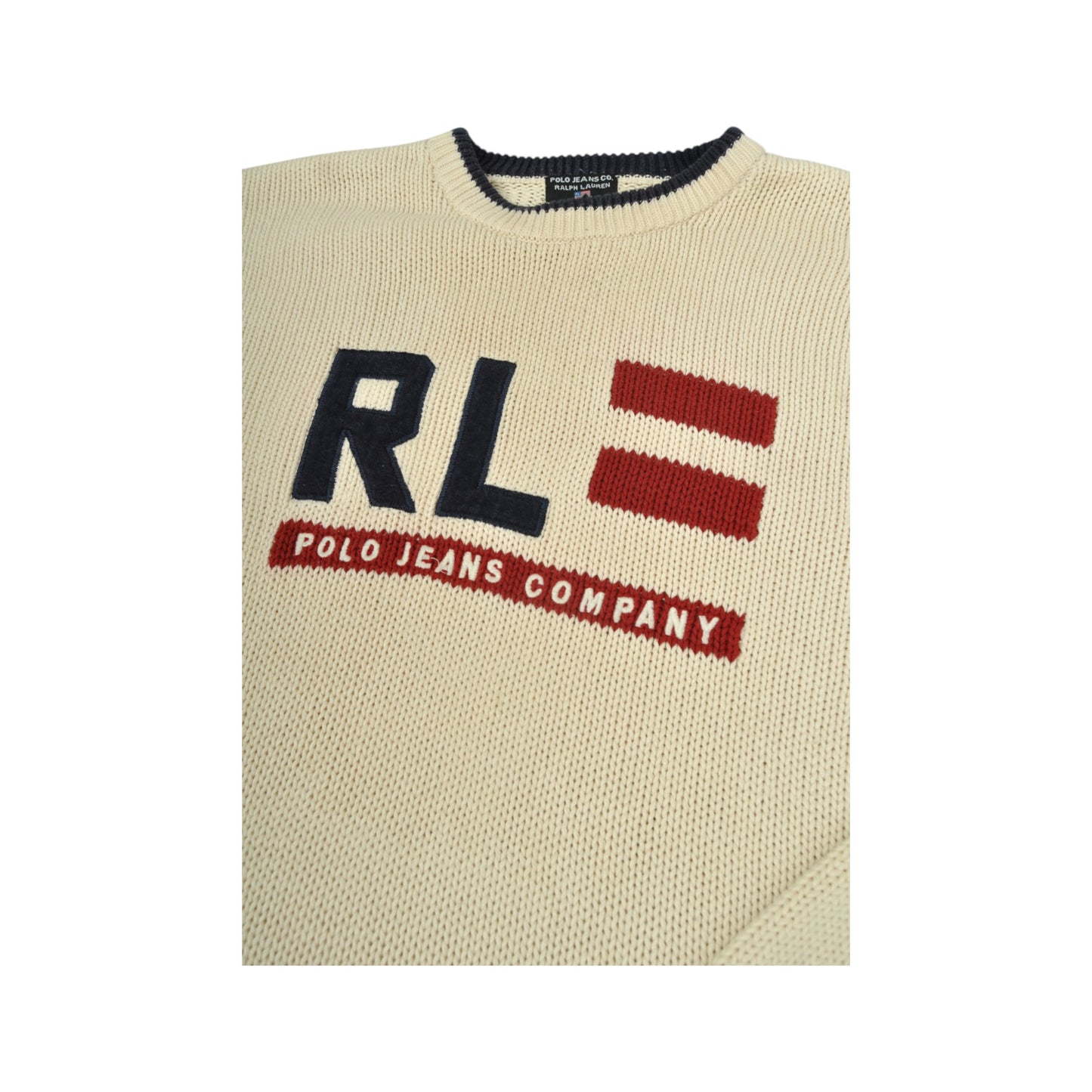 Vintage Ralph Lauren Polo Jeans Co Knitwear Sweatshirt Beige Large