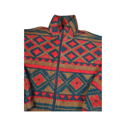 Vintage Fleece Jacket Retro Pattern Ladies Medium