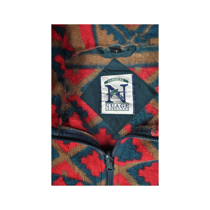 Vintage Fleece Jacket Retro Pattern Ladies Medium