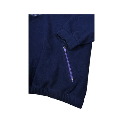 Vintage Blue Ocean Fleece 1/4 Zip retro Pattern Blue Large