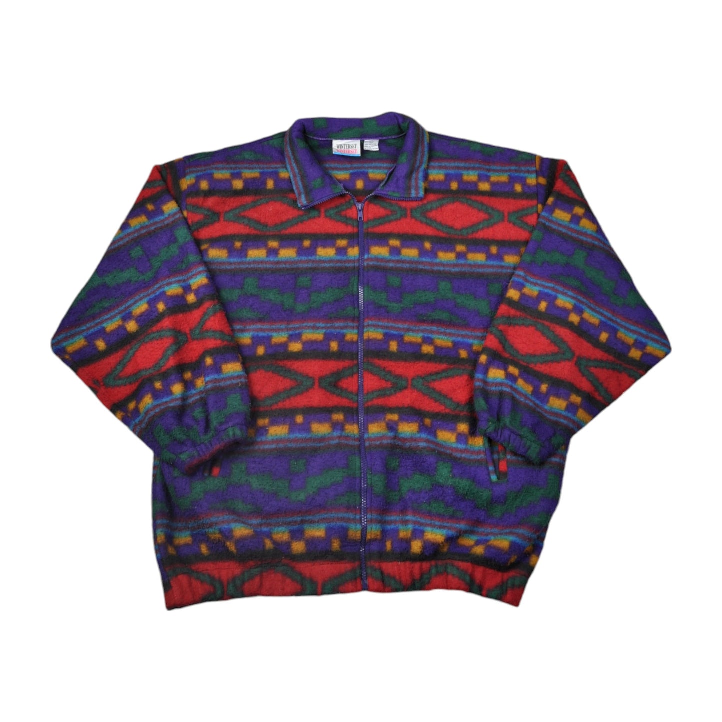 Vintage Fleece Jacket Retro Pattern Multi Large