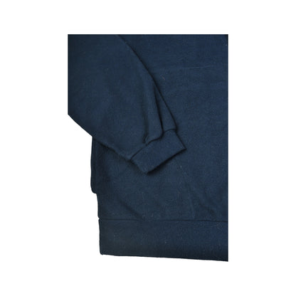 Vintage Fleece 1/4 Druckknöpfe Blockfarbe Marineblau Groß