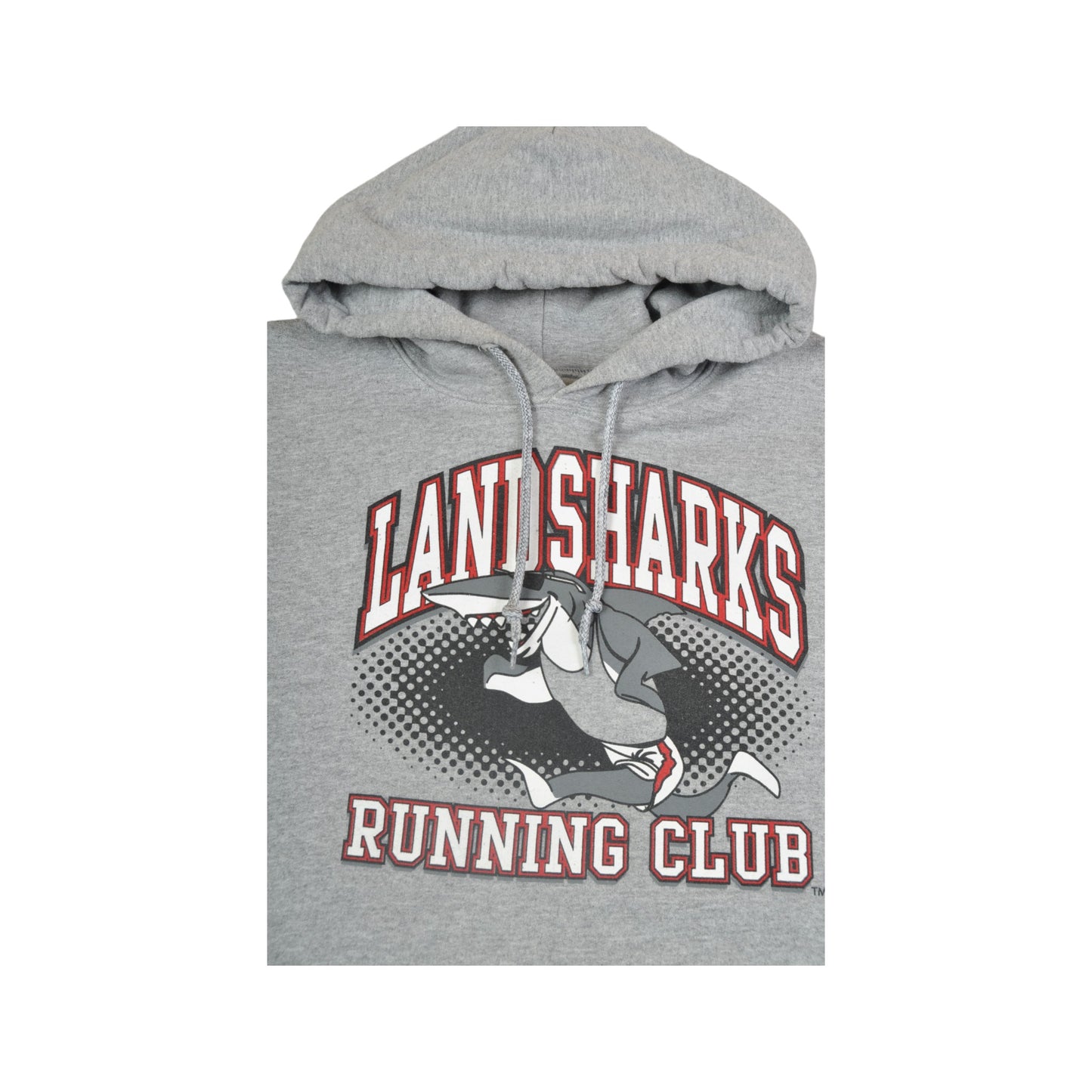 Vintage Landsharks Running Club Hoodie Sweatshirt Grey Small