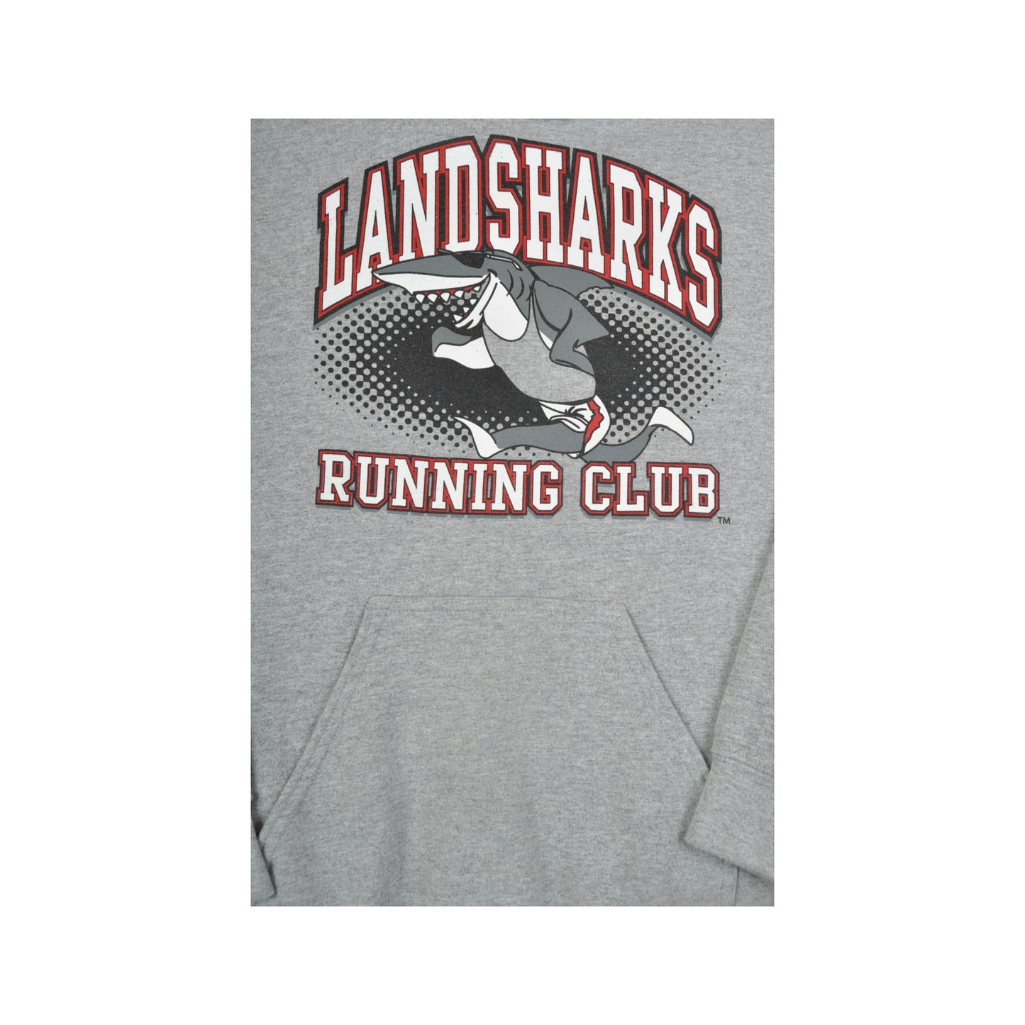 Vintage Landsharks Running Club Hoodie Sweatshirt Grey Small