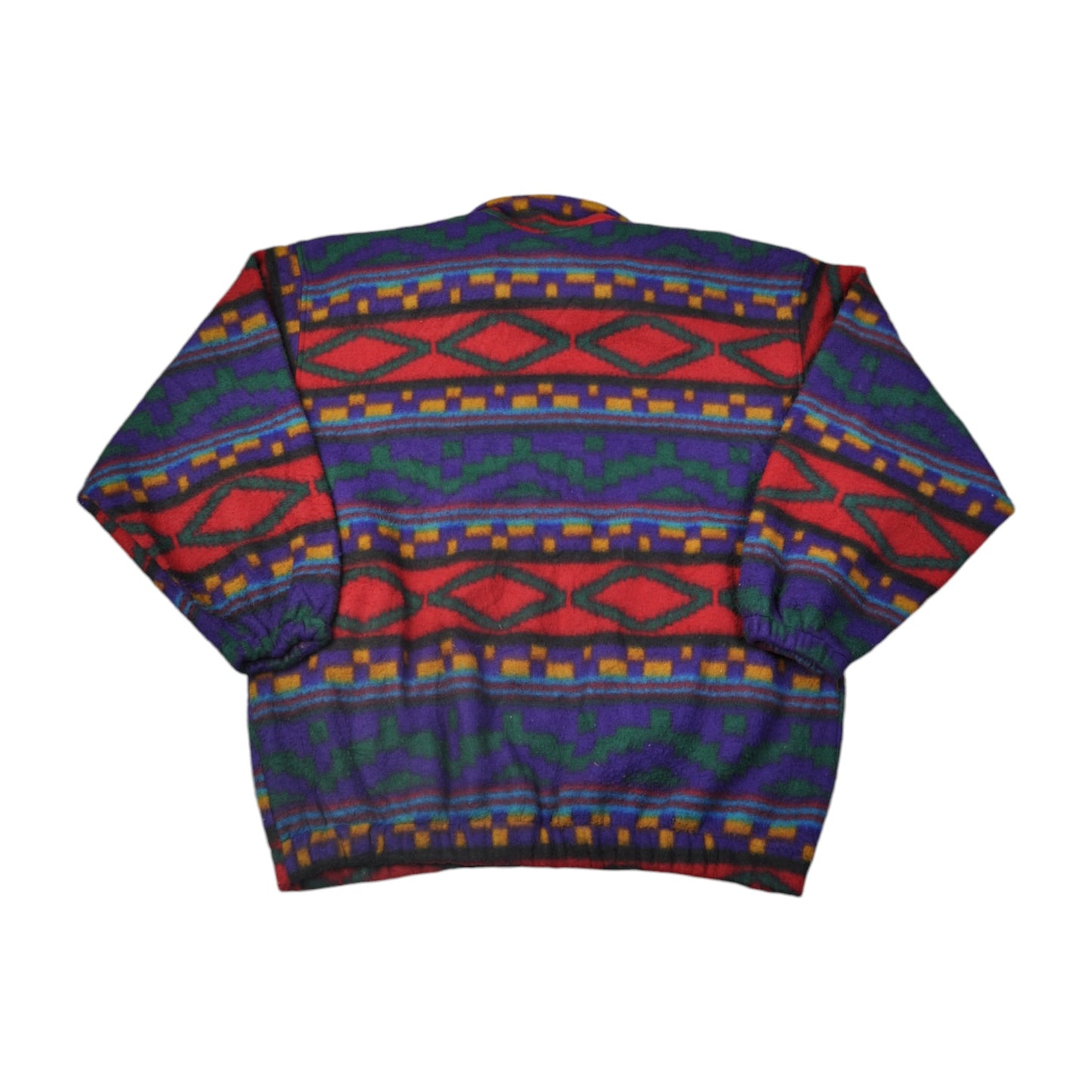 Vintage Fleece Jacket Retro Pattern Multi Large