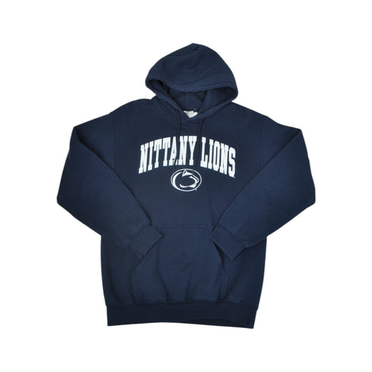 Vintage Penn State Nittany Lions Football Sweatshirt Hoodie Navy Small