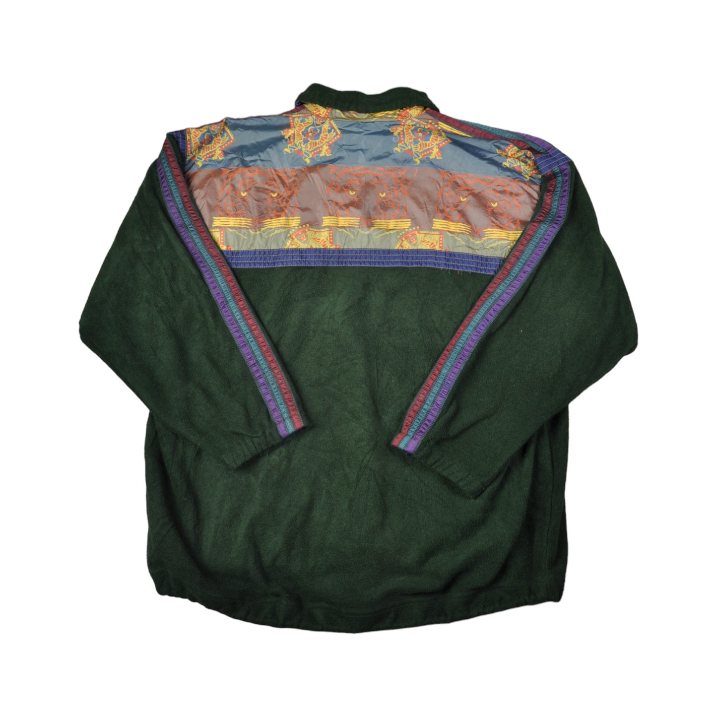 Vintage Fleece 1/4 Zip Retro Pattern Green XXL