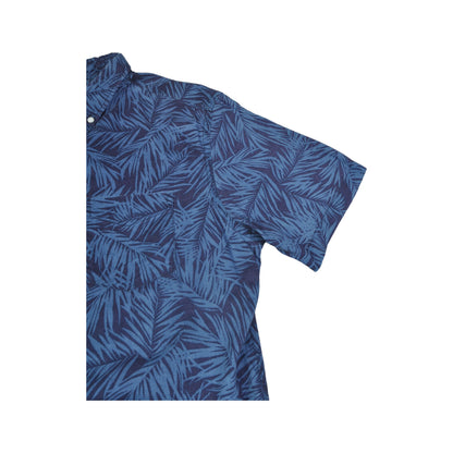 Vintage Shirt Retro Pattern Short Sleeve Blue Medium