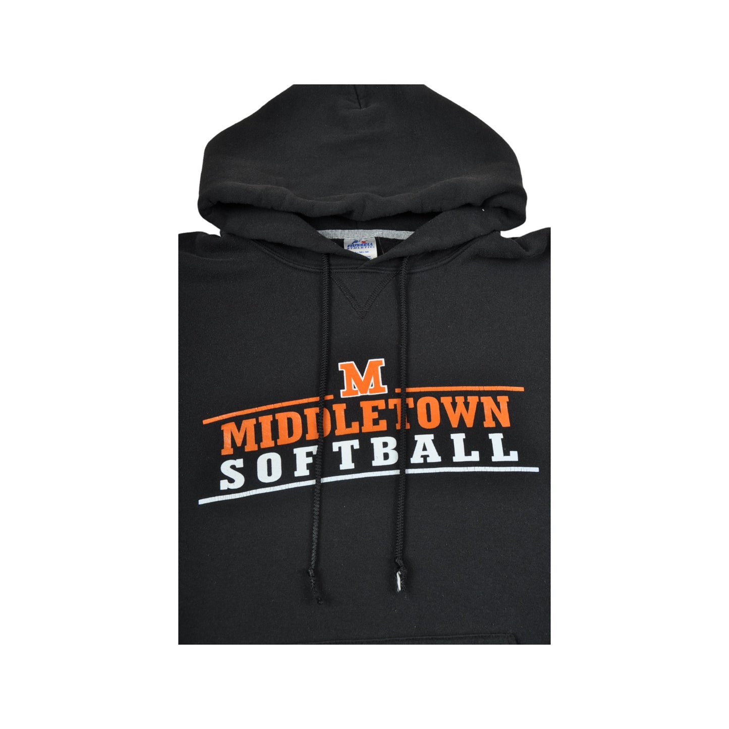 Vintage Middletown Softball Russell Athletic Hoodie Sweatshirt Black Medium