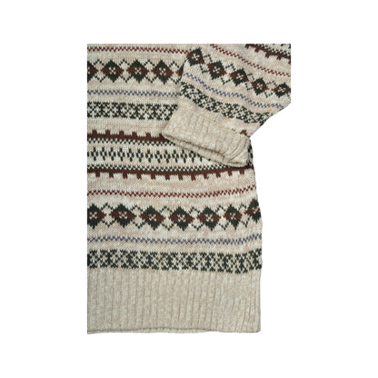 Vintage Knitwear Sweater Retro Pattern Beige Large