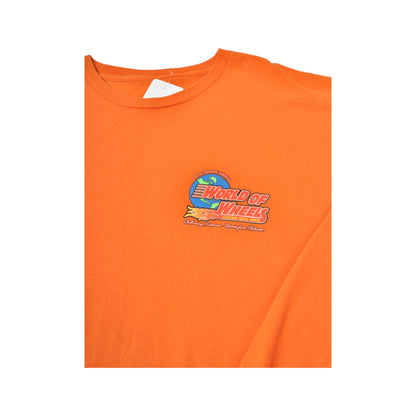 Vintage Nascar World of Wheels T-Shirt Long Sleeve Orange XXXL