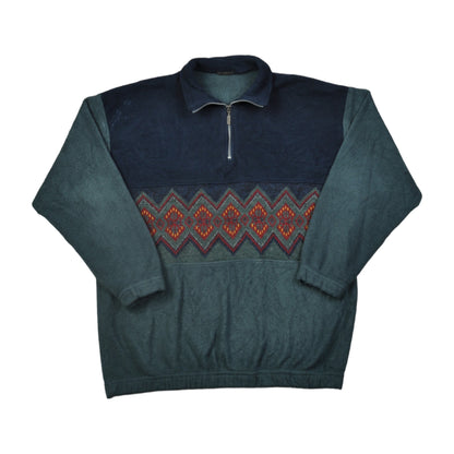 Vintage Fleece 1/4 Zip Aztec Retro Blue XL