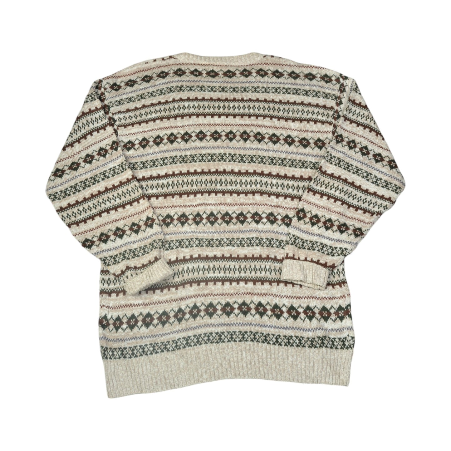 Vintage Knitwear Sweater Retro Pattern Beige Large