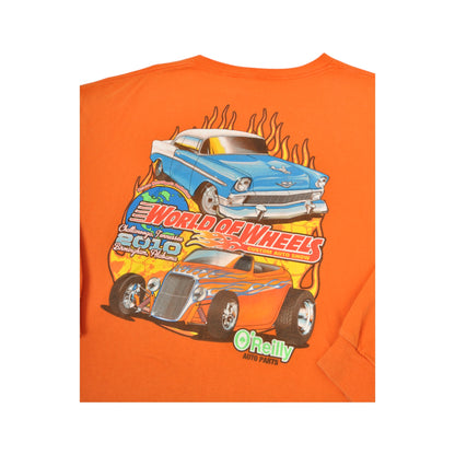 Vintage Nascar World of Wheels T-Shirt Long Sleeve Orange XXXL