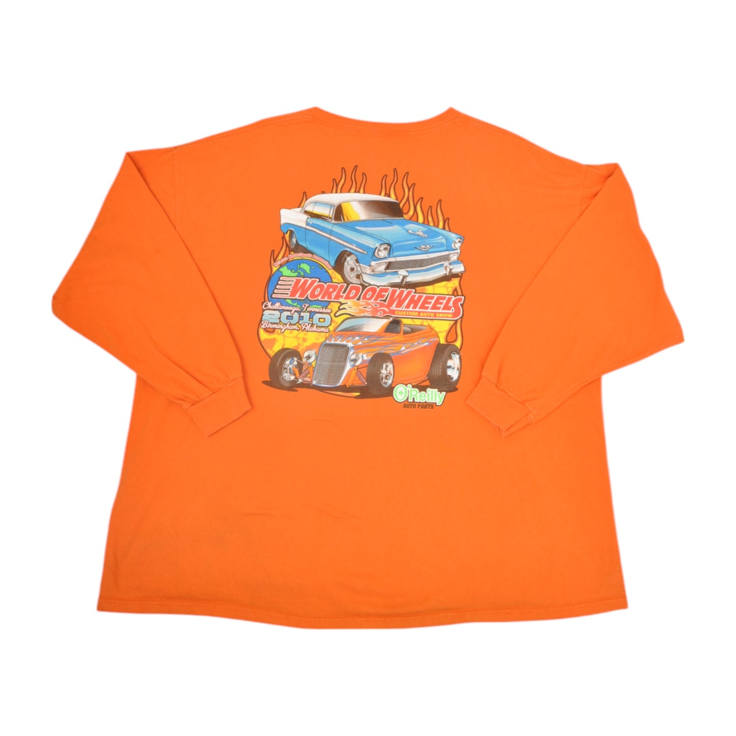 Vintage Nascar World of Wheels T-Shirt Long Sleeve Orange XXXL