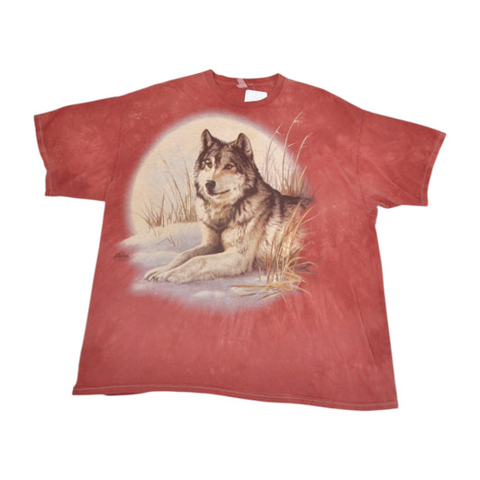 Vintage The Mountain Wolf T-Shirt Tie-Dye Red XXL