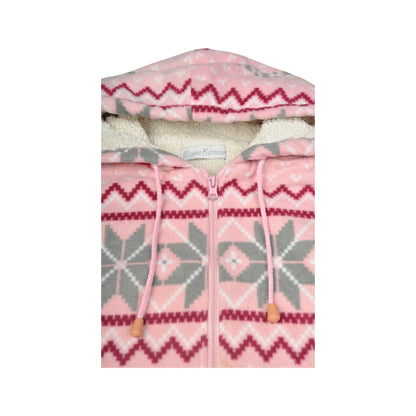 Vintage Fleece Jacket Retro Pattern Pink Ladies Large