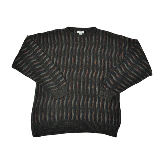 Vintage Knitwear Sweater Coogi Style Pattern Brown Medium