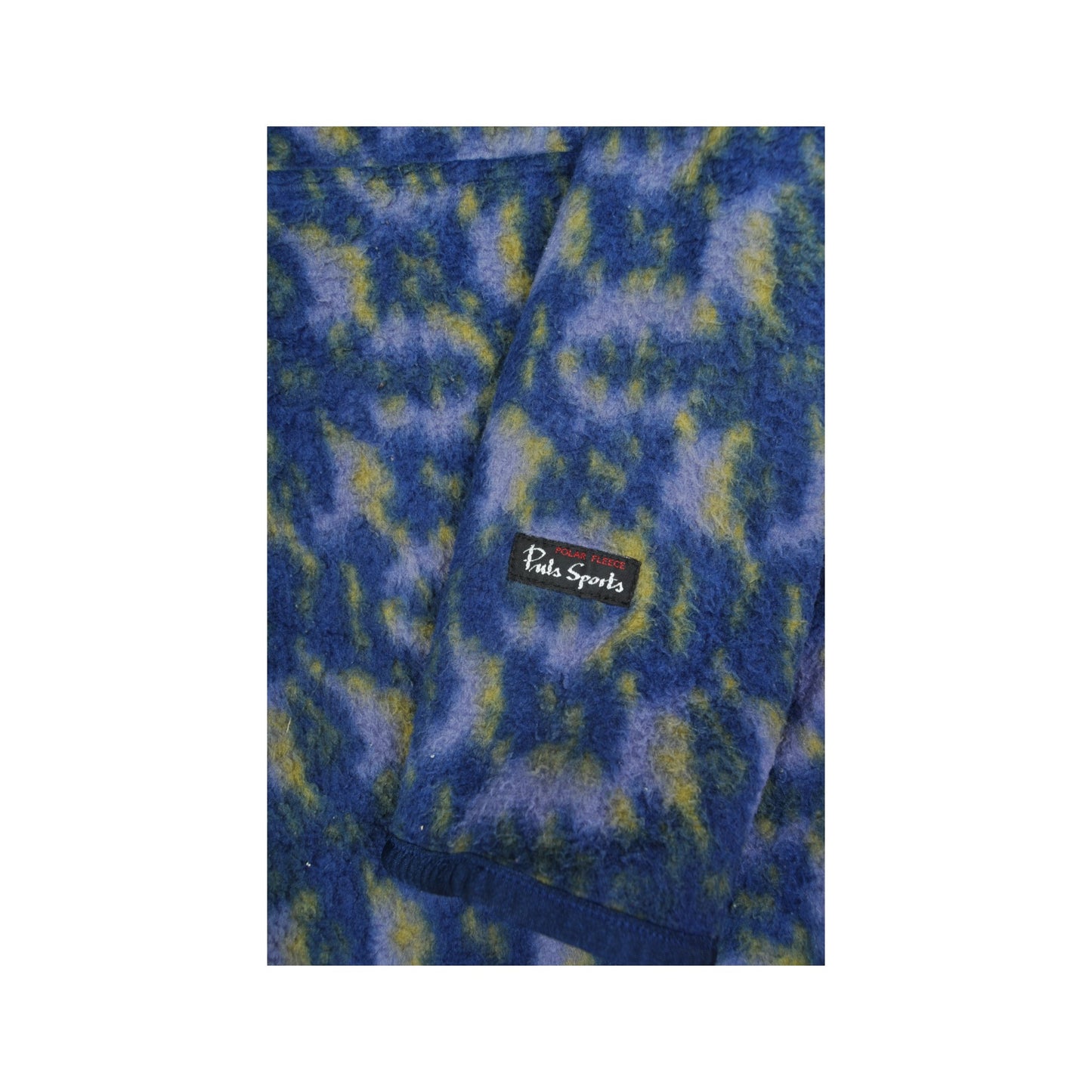 Vintage Fleece 1/4 Button Retro Pattern Blue Large