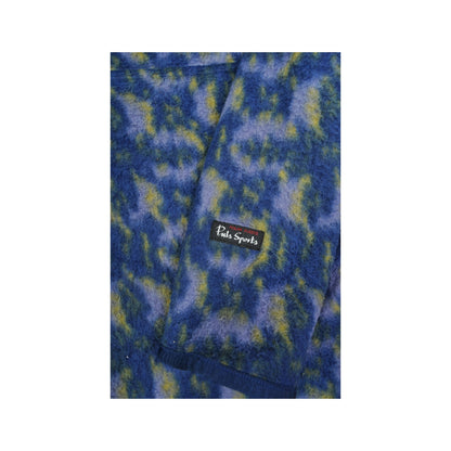 Vintage Fleece 1/4 Button Retro Pattern Blue Large