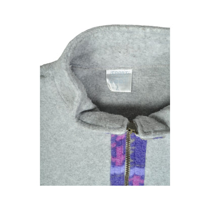 Vintage  Fleece 1/4 Zip retro Pattern Grey Large