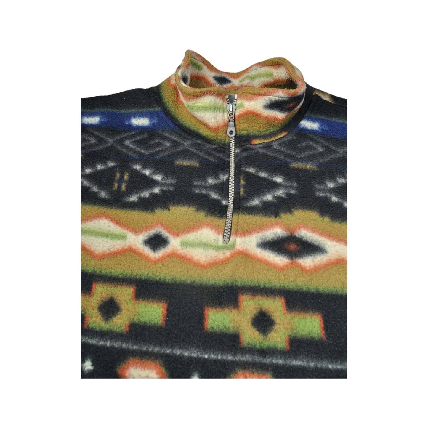 Vintage Fleece 1/4 Zip Retro Pattern XL