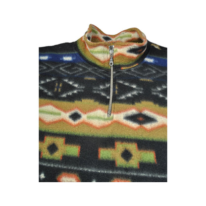 Vintage Fleece 1/4 Zip Retro Pattern XL