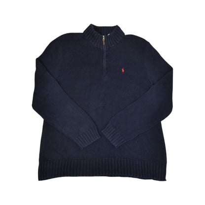 Vintage Polo Ralph Lauren 1/4 Zip Knitwear Sweatshirt Navy XXL