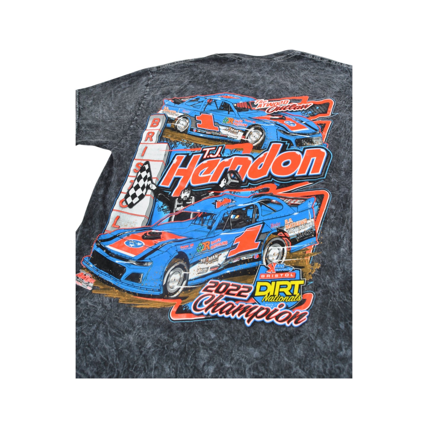 Nascar Racing T-Shirt Acid Wash Grey Medium