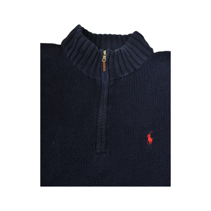 Vintage Polo Ralph Lauren 1/4 Zip Knitwear Sweatshirt Navy XXL