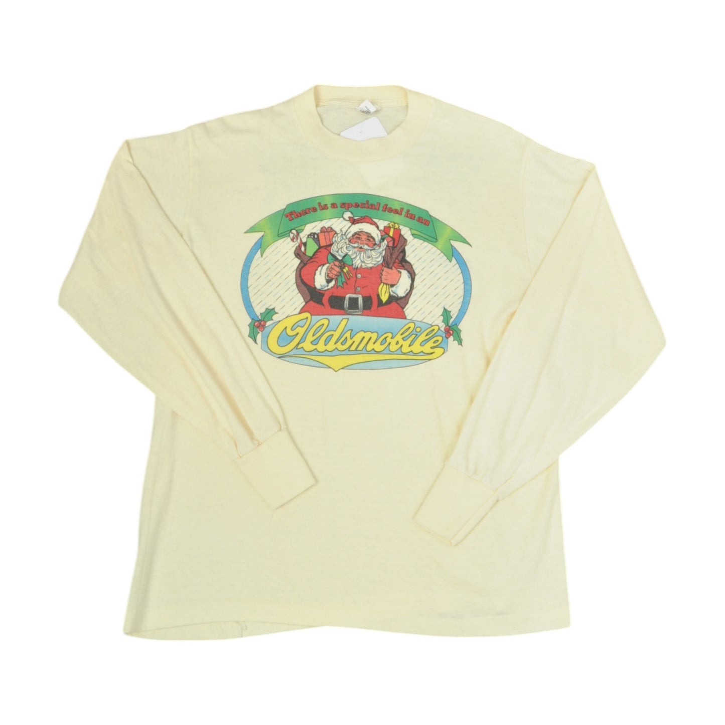 Vintage Christmas T-Shirt Long Sleeve Beige Ladies Large