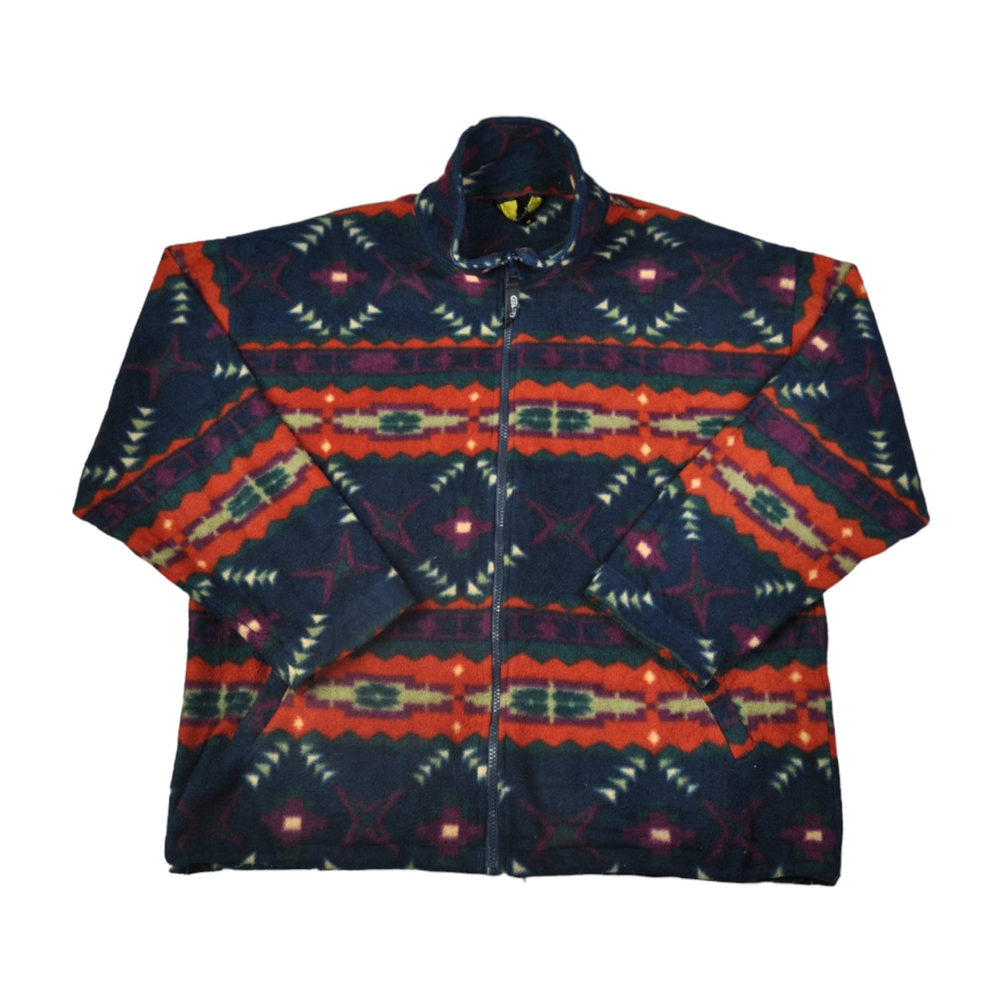 Vintage Fleece Jacket Retro Aztec Pattern Medium