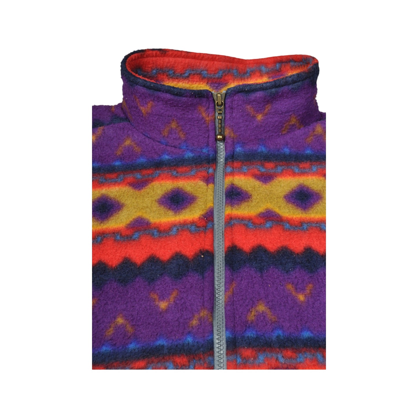 Vintage Fleece 1/4 Zip Retro Pattern Multi Large