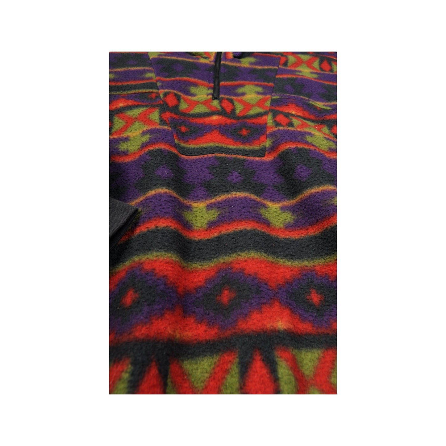 Vintage Fleece 1/4 Zip Aztec Retro Pattern Purple Large