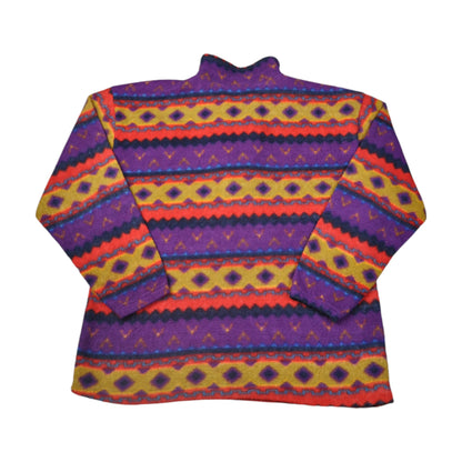 Vintage Fleece 1/4 Zip Retro Pattern Multi Large