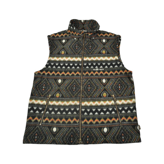 Vintage Gilet Fleece Retro Pattern Multi Large