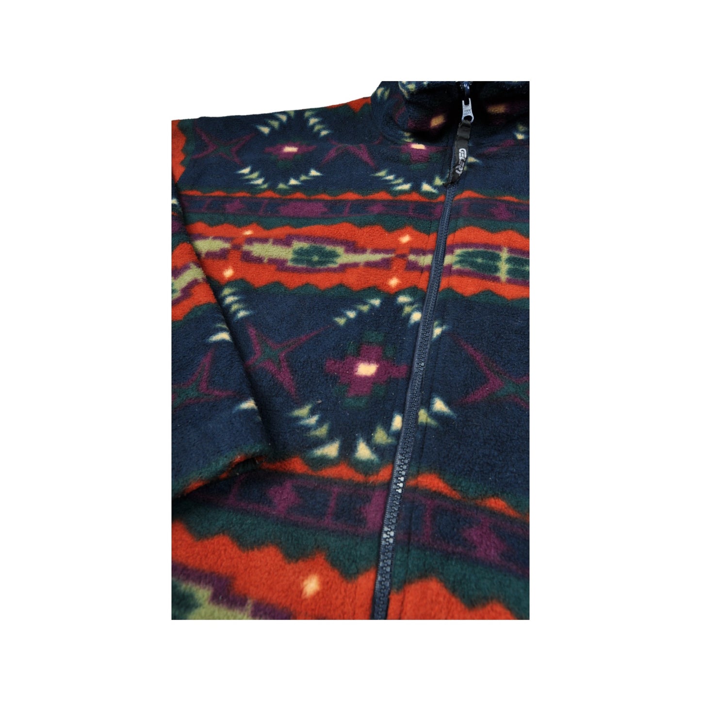 Vintage Fleece Jacket Retro Aztec Pattern Medium