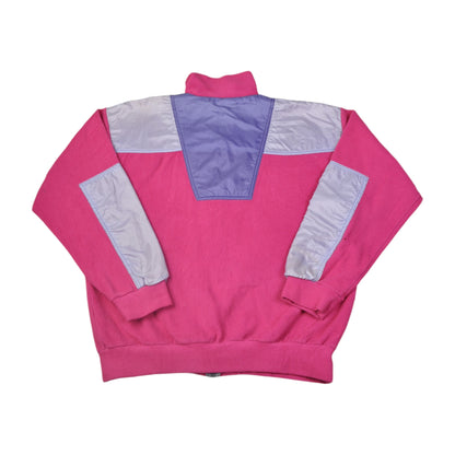 Vintage Fleece Jacket Block Colour Pink Medium