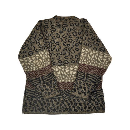 Vintage Strickpullover Retro Leopard Print Damen Klein