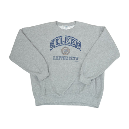 Vintage Selken University Sweatshirt Grey Large