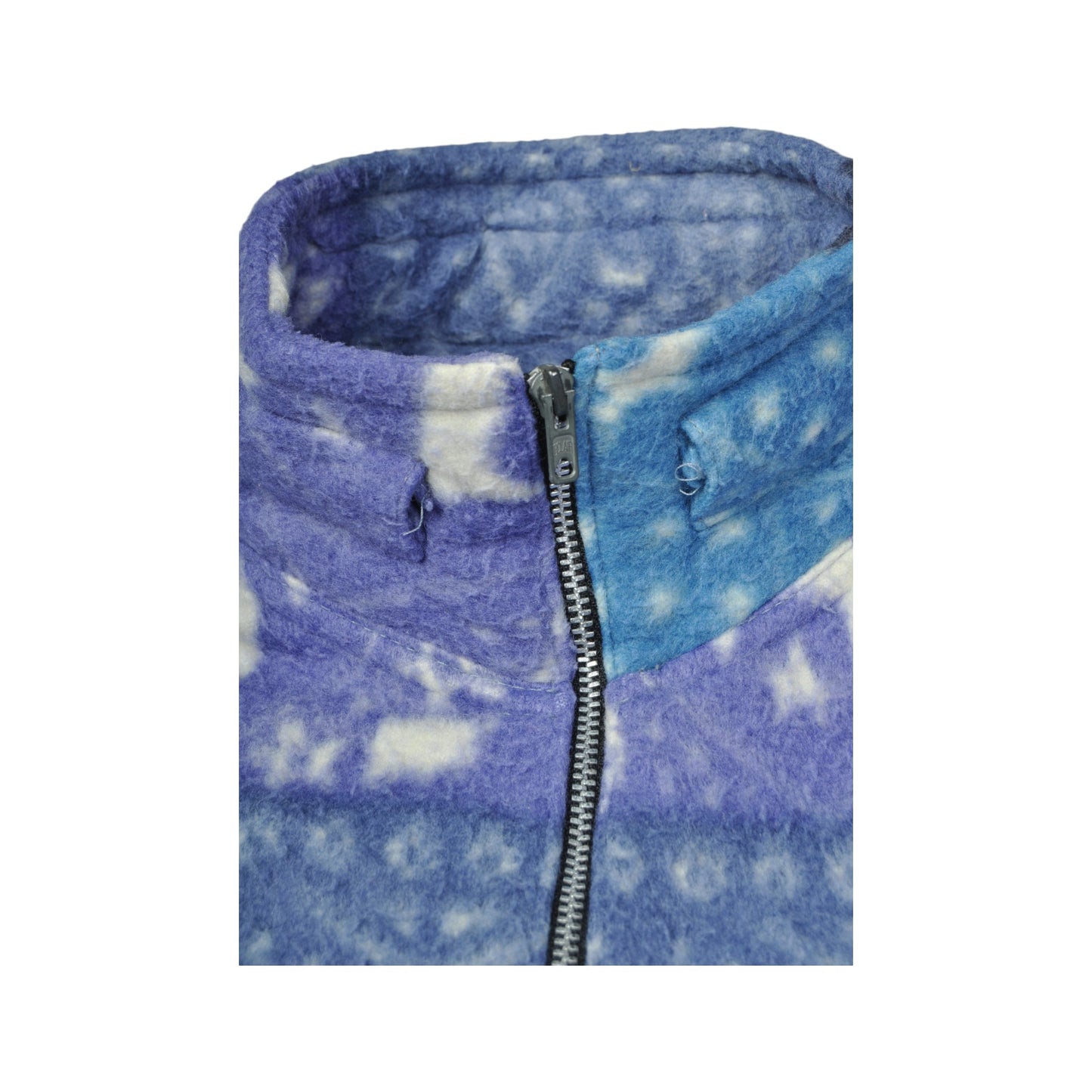 Vintage Fleece 1/4 Zip Retro Pattern Blue Small