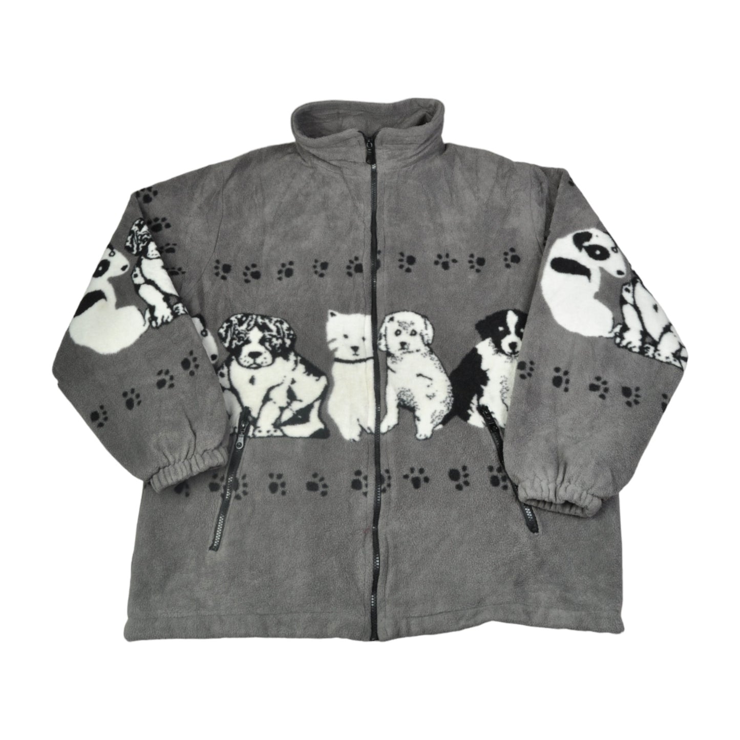 Vintage Jacket Dog Pattern Grey Large