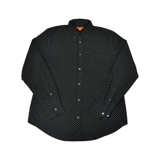 Vintage Corduroy Shirt Polka Dot Black Large