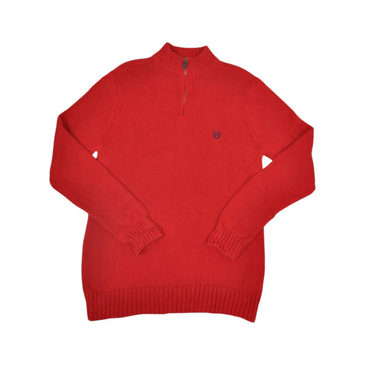 Vintage Chaps 1/4 Zip Knitwear Sweatshirt Red Medium