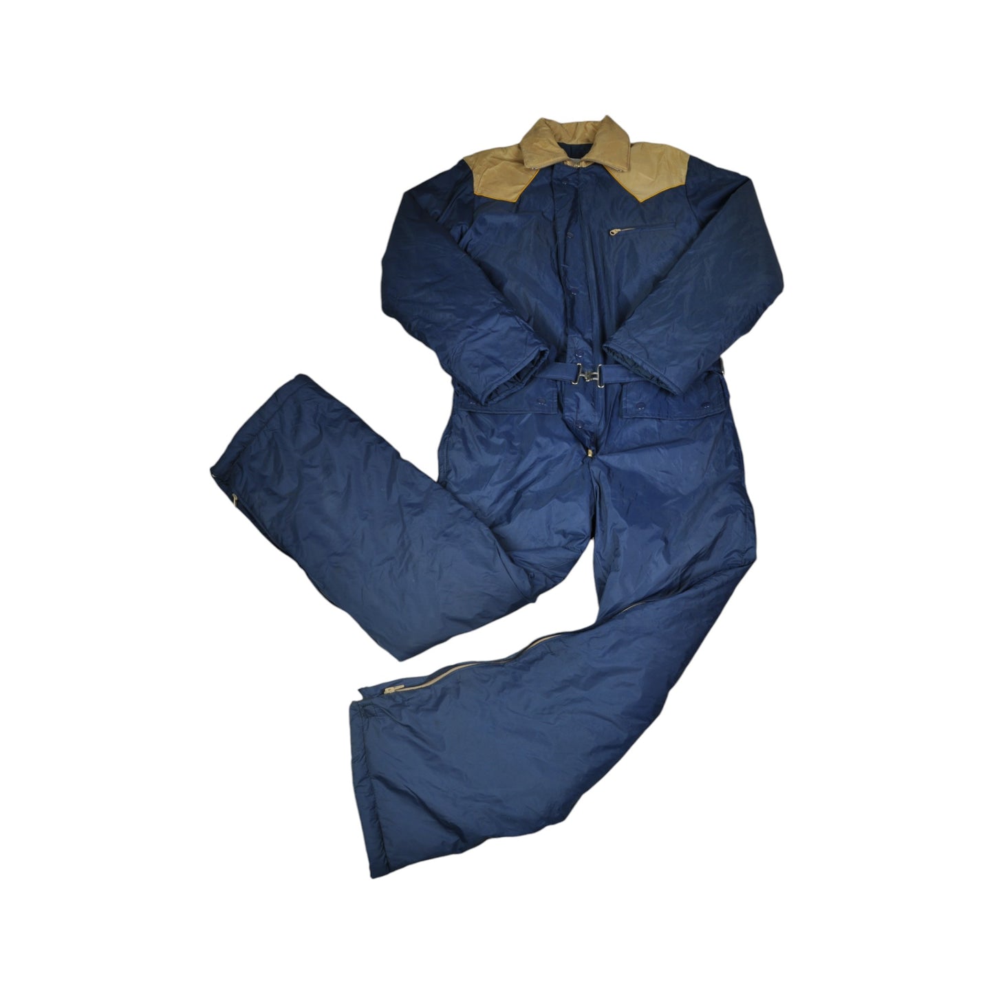 Vintage Ski Suit Block Colour Blue Medium