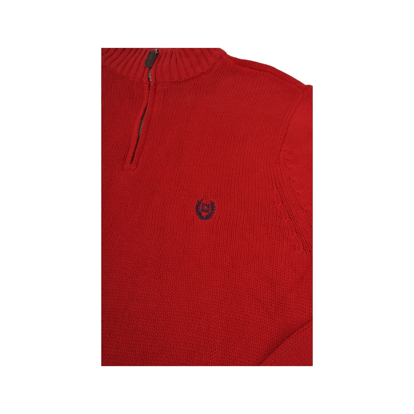 Vintage Chaps 1/4 Zip Knitwear Sweatshirt Red Medium