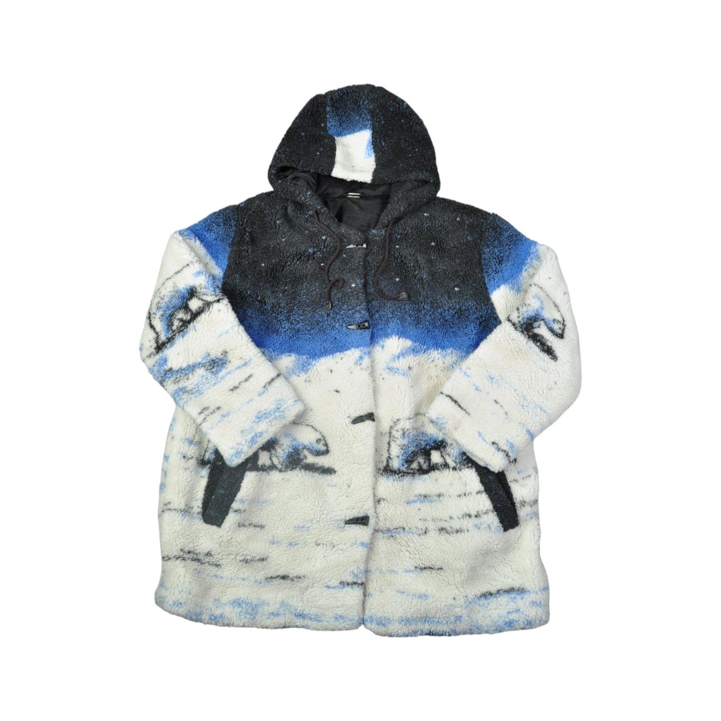 Vintage Fleece Hooded Jacket Polar Bear Print Ladies Small