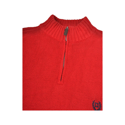 Vintage Chaps 1/4 Zip Knitwear Sweatshirt Red Medium