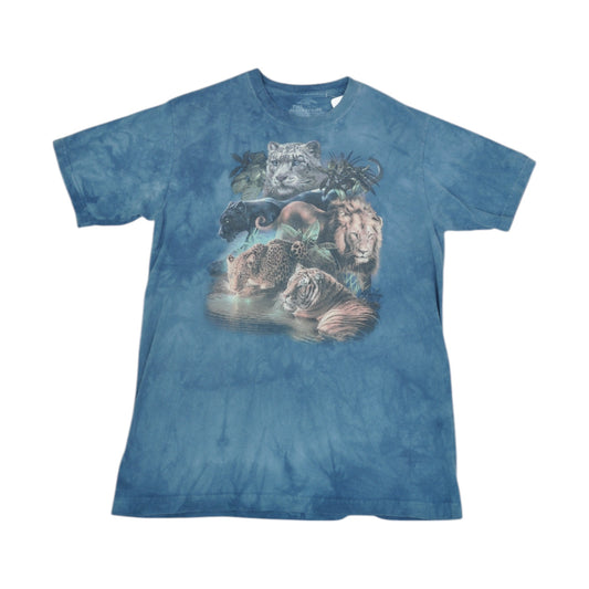 Vintage The Mountain Wild Cats T-Shirt Tie-Dye Blue Small